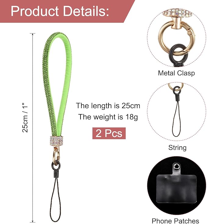 Diamond Bracelet Phone Lanyard Wristbands - Green — 0.4ft