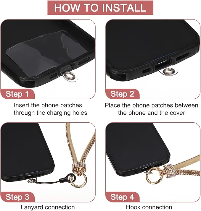 Diamond Bracelet Phone Lanyard Wristbands - Rose Gold — 0.4ft