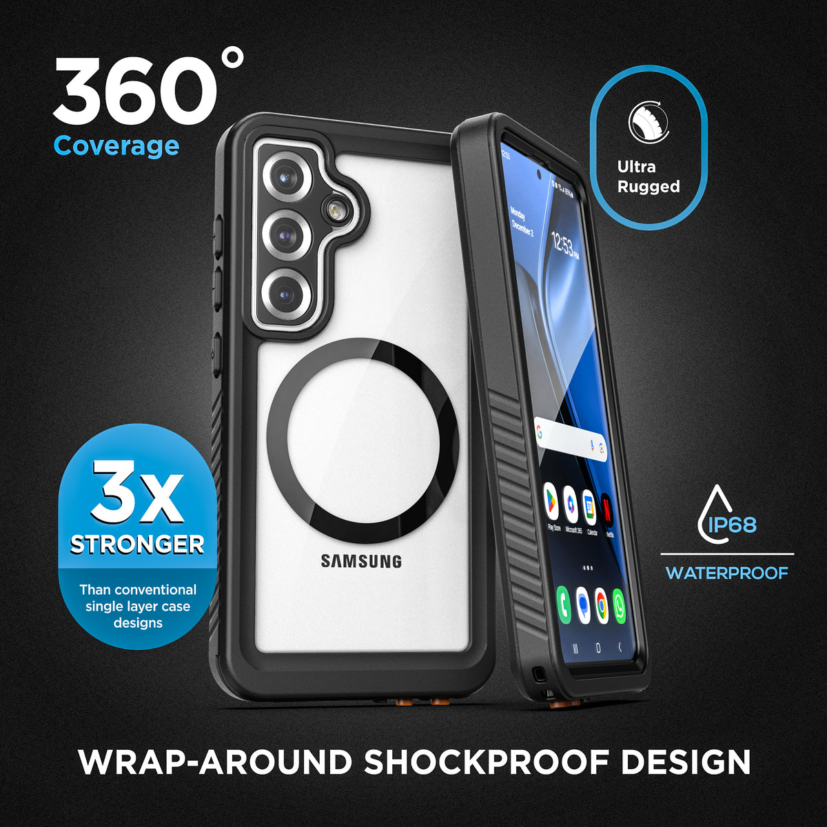 Crystal Clear Water-Resistant Case for Galaxy S25