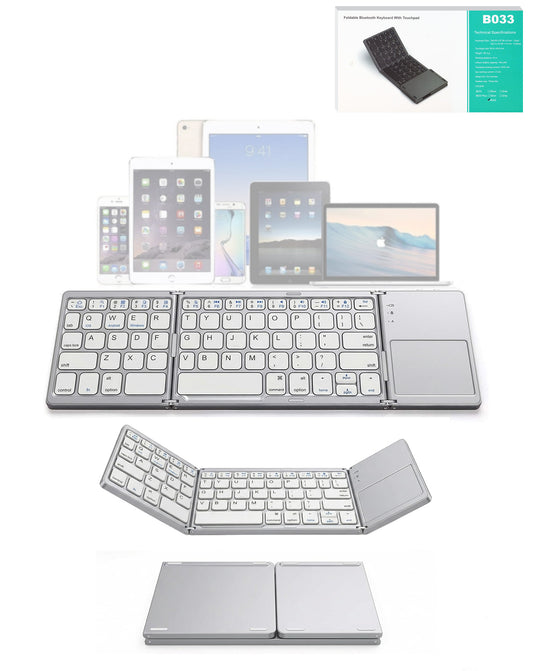63 Keys Foldable Bluetooth Keyboard with Touchpad — Silver