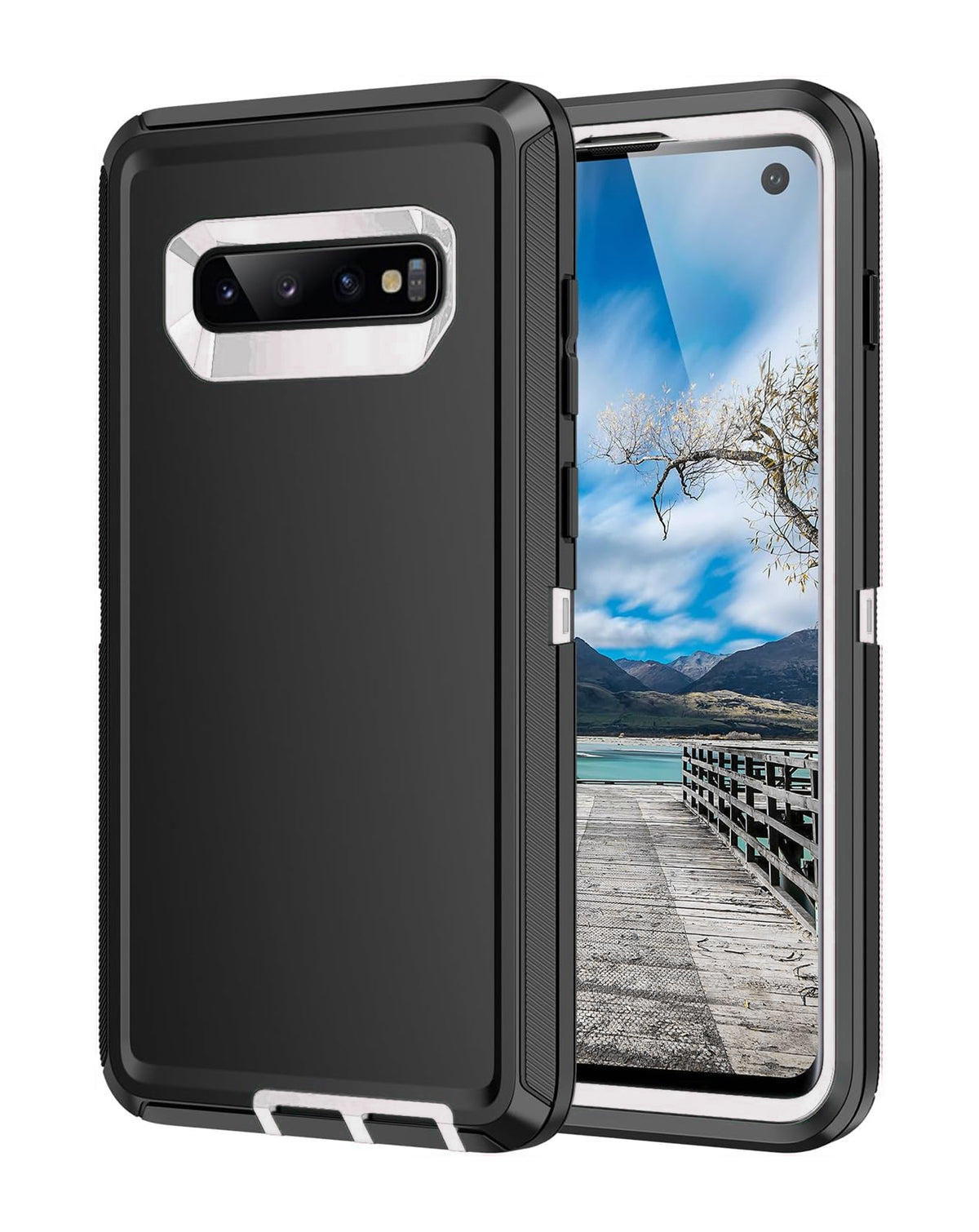 Heavy-Duty Shockproof Case for Galaxy S10E — Black & White