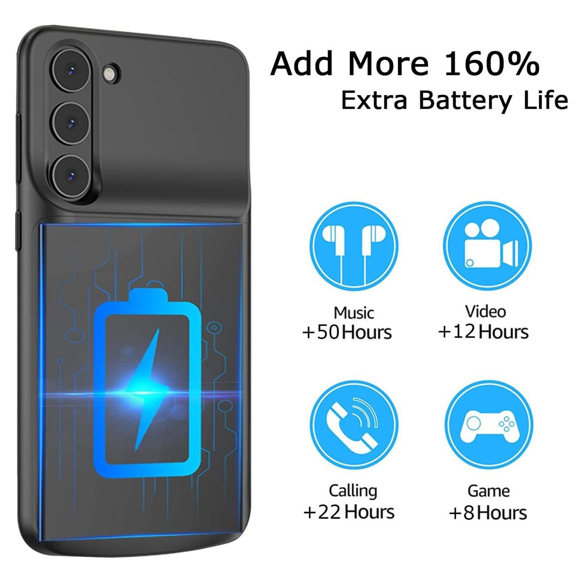 Slim Protective Charging Case for Galaxy S23 Plus — 4800mAh