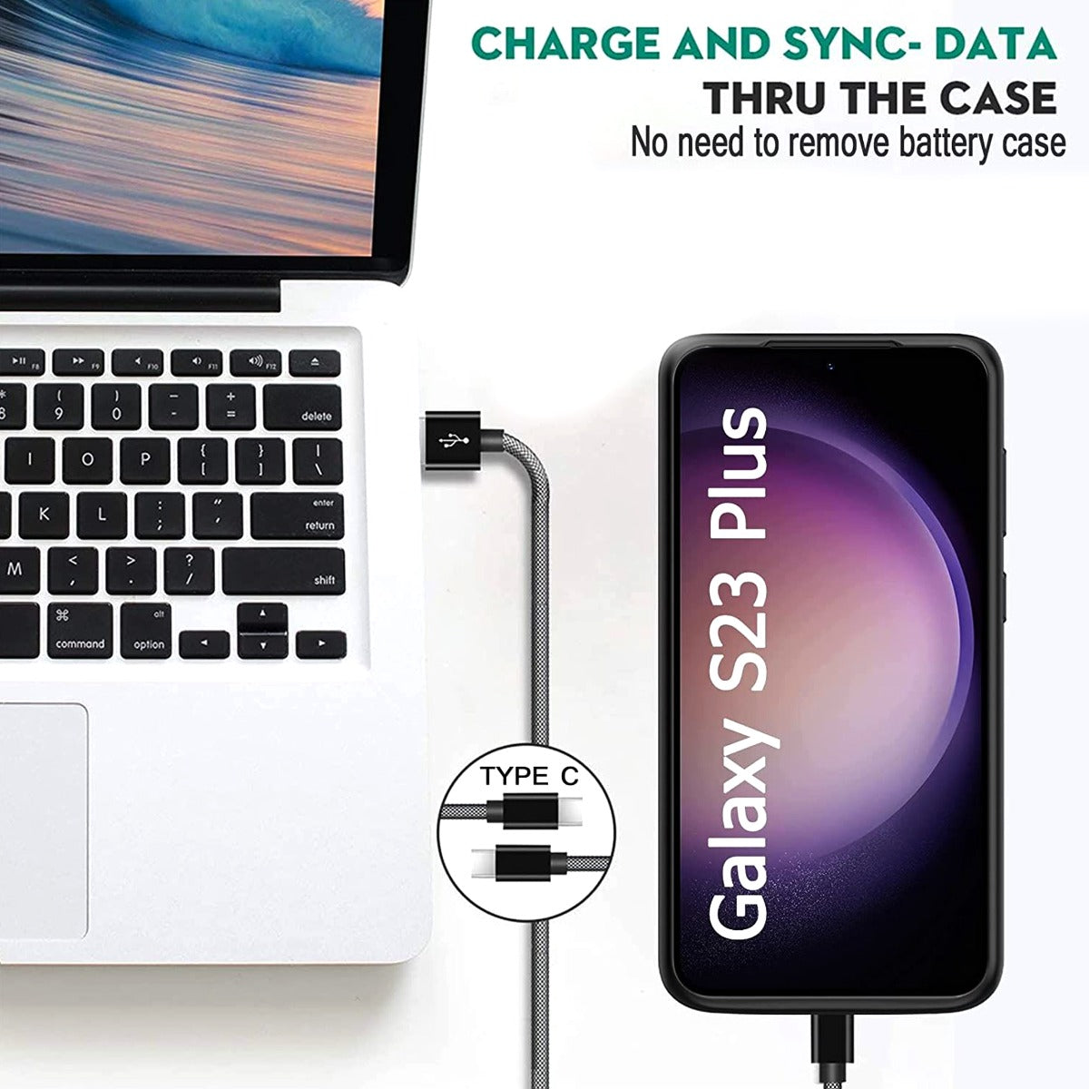 Slim Protective Charging Case for Galaxy S23 Plus — 4800mAh