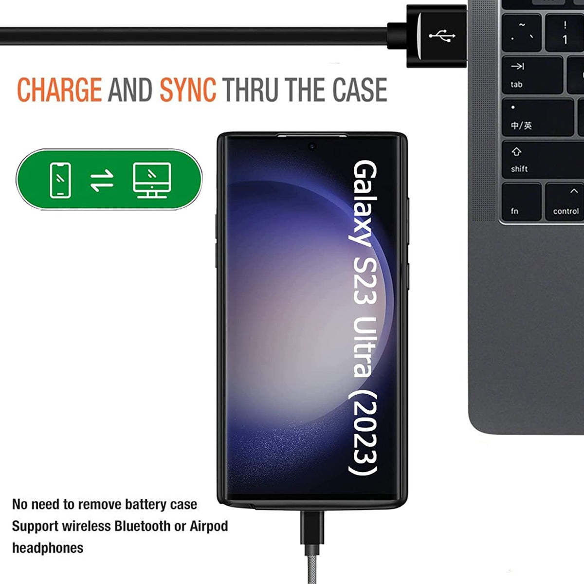 Slim Protective Charging Case for Galaxy S23 Ultra — 4800mAh