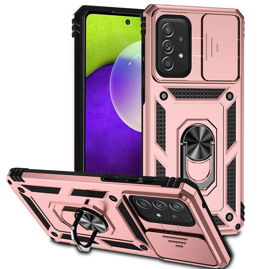 Heavy-Duty Shockproof Camera-Protecting Case for Galaxy A73 5G — Rose Gold