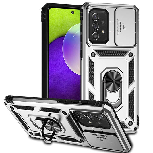 Heavy-Duty Shockproof Camera-Protecting Case for Galaxy A73 5G — Silver