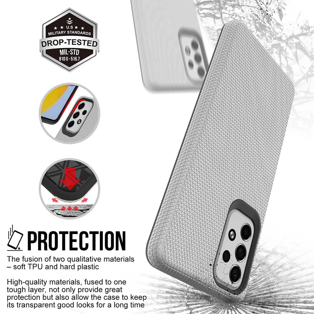 Heavy-Duty Shockproof Case for Galaxy A73 5G — Silver