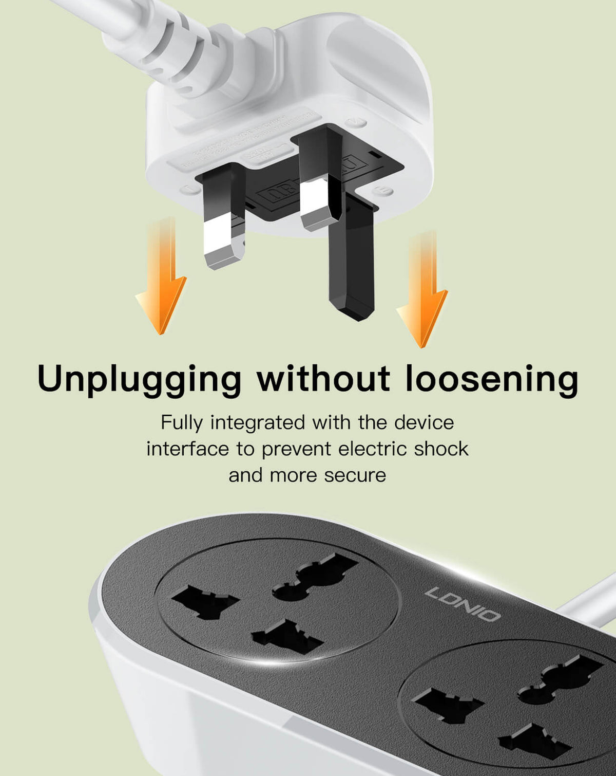LDNIO SC2018 Universal Outlet Extension Cord — 2500W