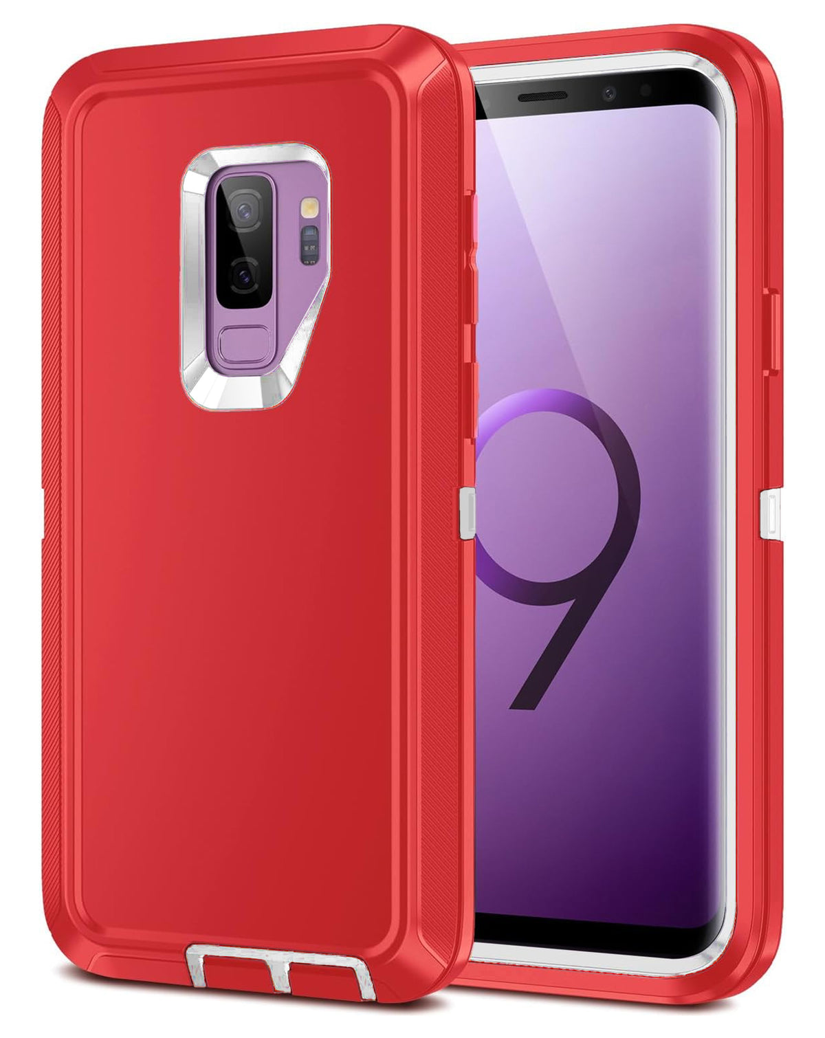Heavy-Duty Shockproof Case for Galaxy S9 — Red & White