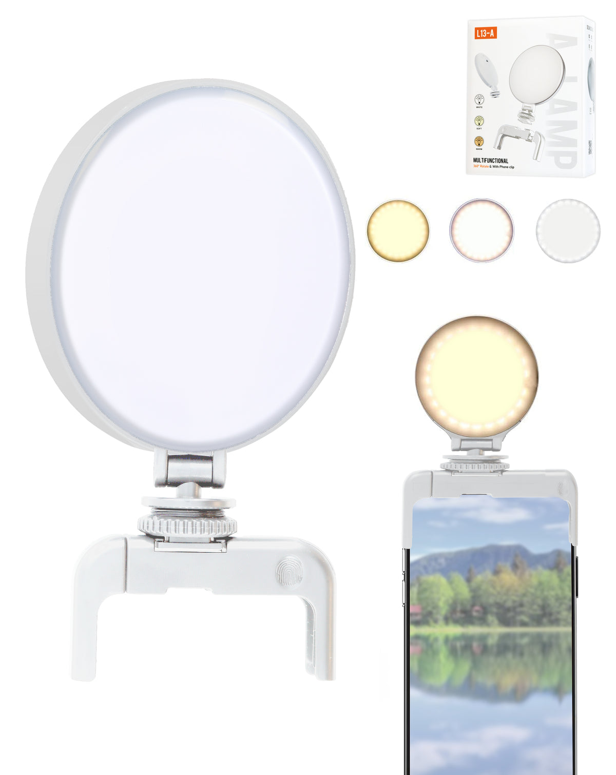 Led Selfie Ring Light Clip — White