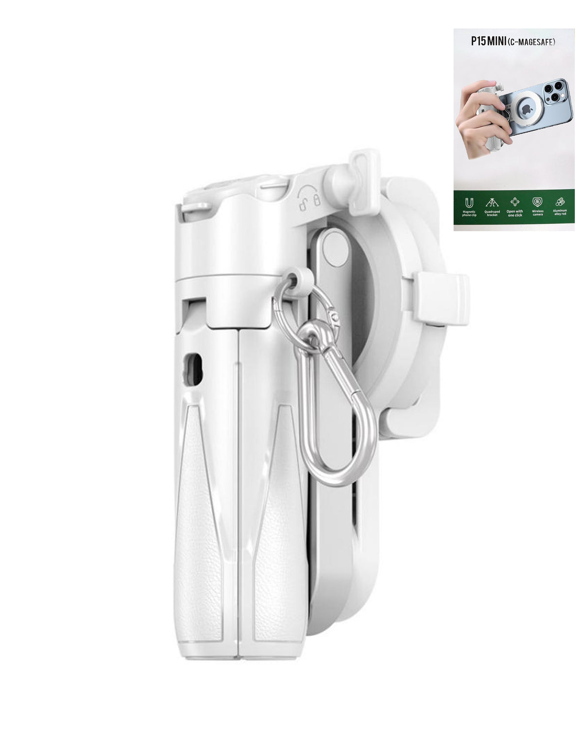 Magnetic Phone Selfie Stick for iPhone / Android — White