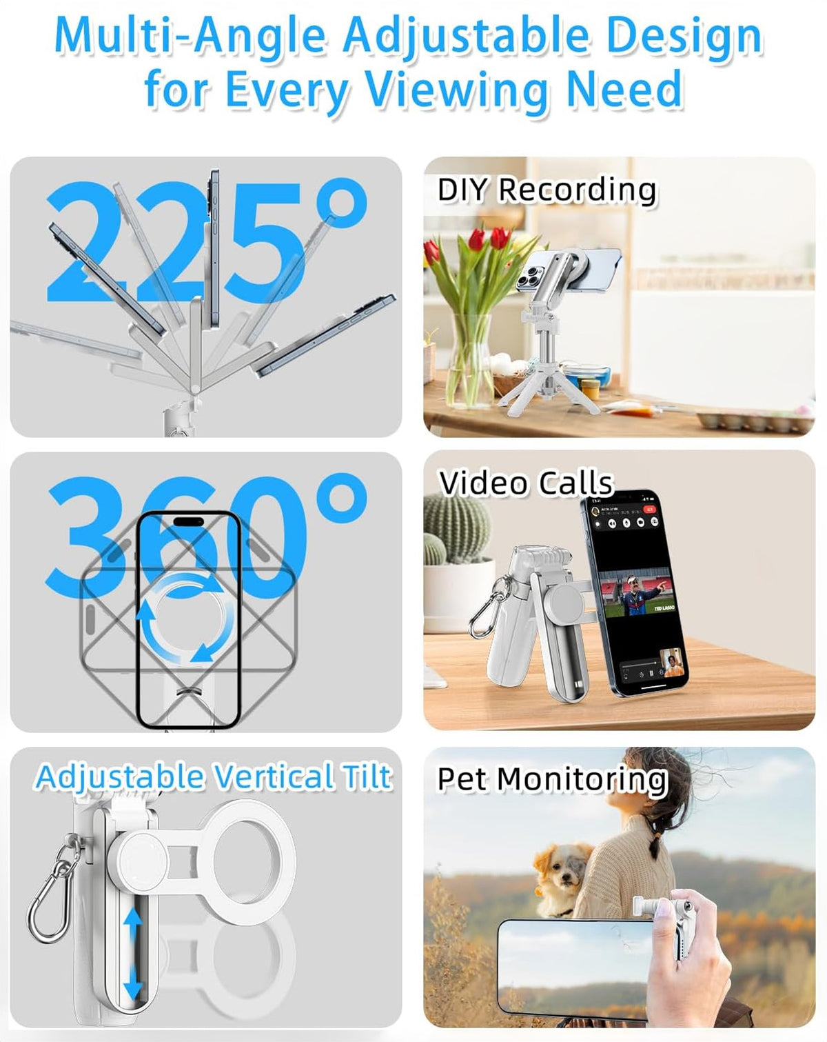 Magnetic Phone Selfie Stick for iPhone / Android — White