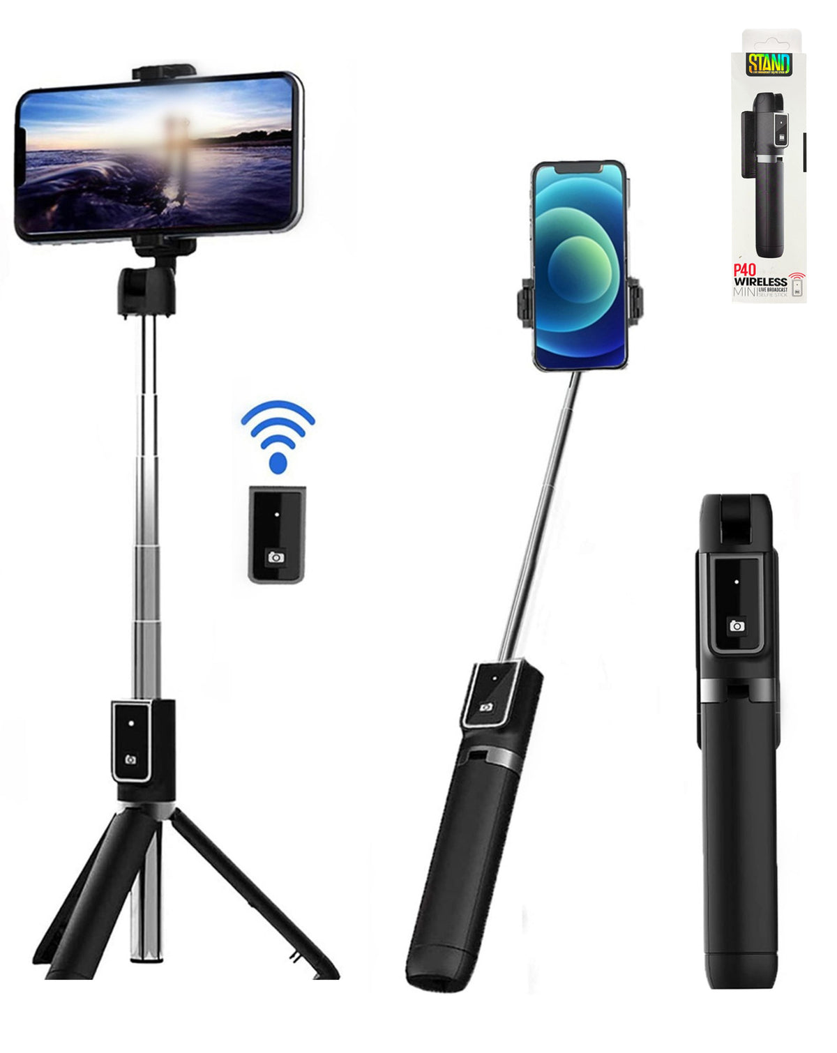 P40 Selfie Stick Tripod — Black