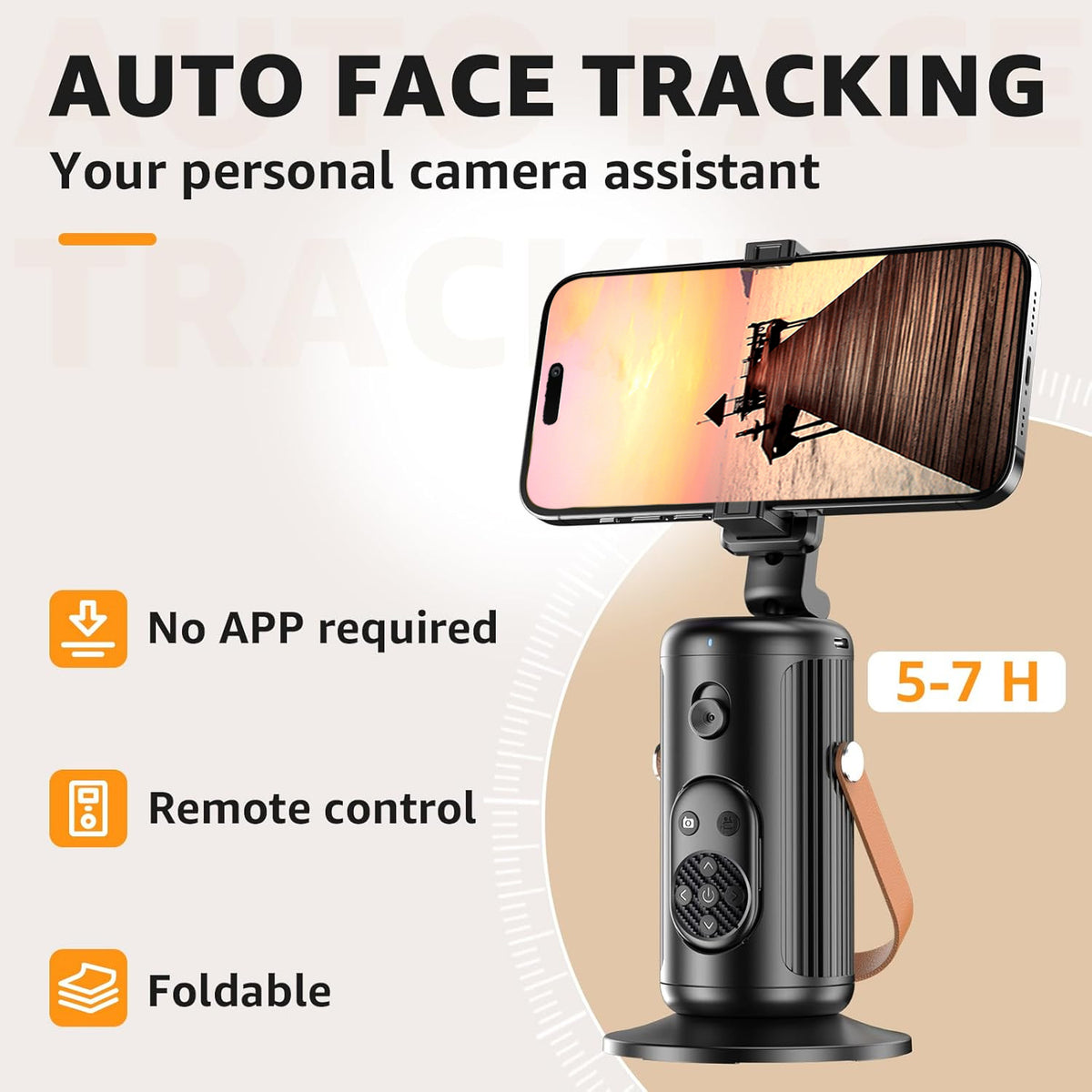 Auto Face Tracking Selfie Stick Tripod — Black