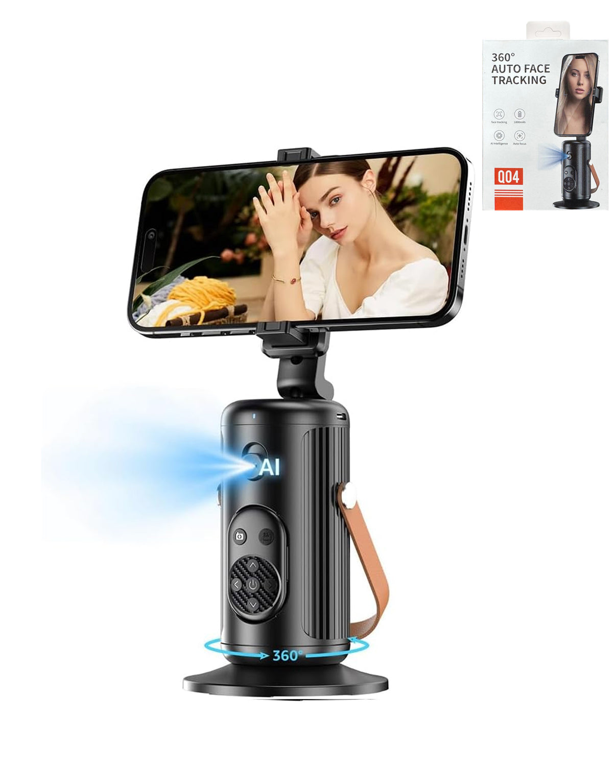 Auto Face Tracking Selfie Stick Tripod — Black