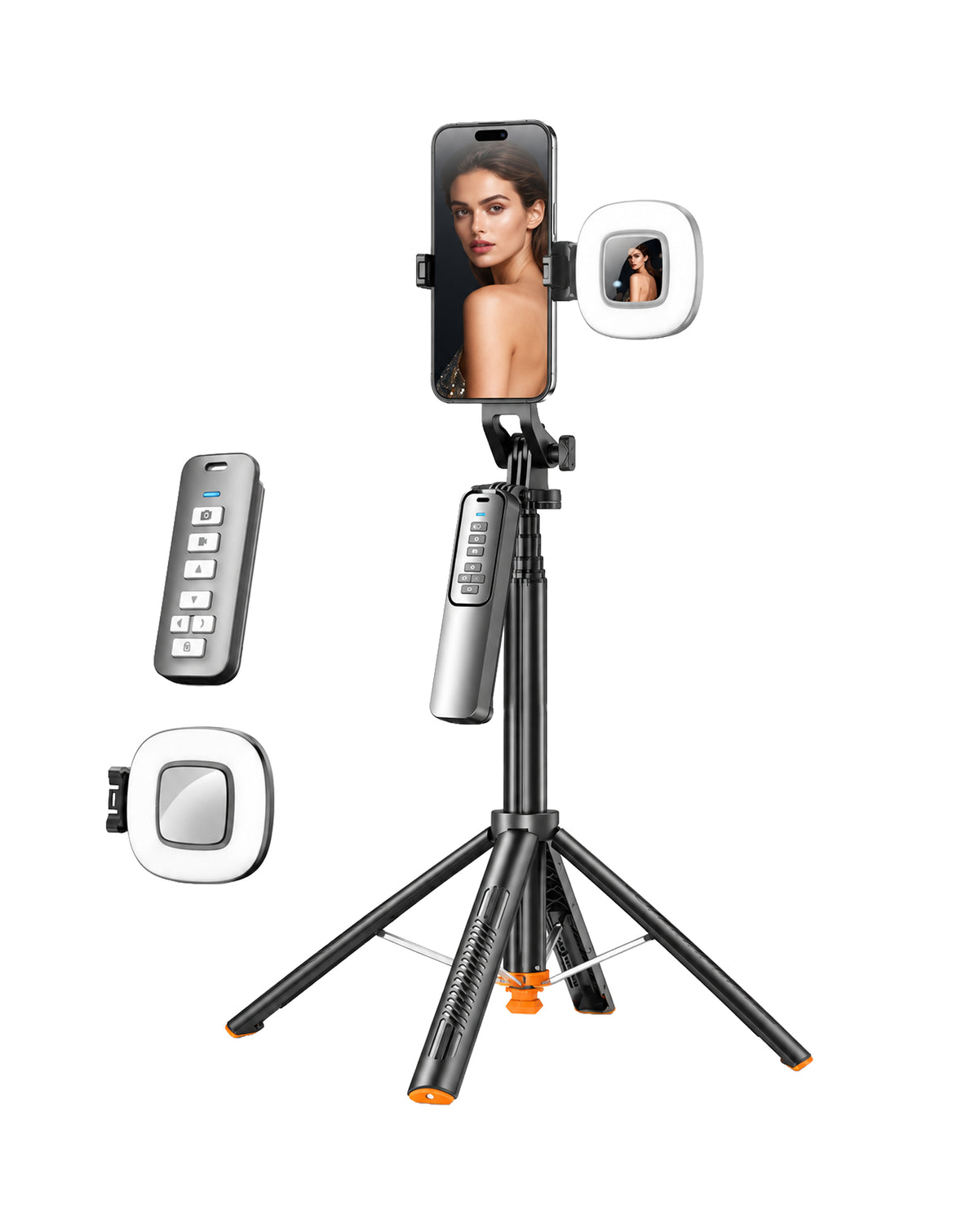 Auto Pop-Up 360° Rotating Selfie Stick Tripod — Black