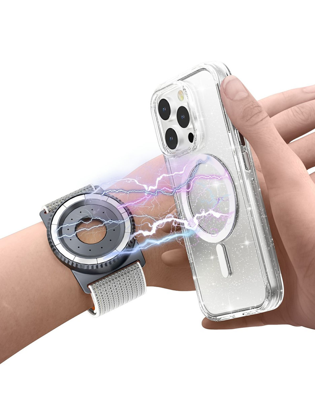 Magnetic Running Armband for MagSafe Case — Silver & Rose Gold