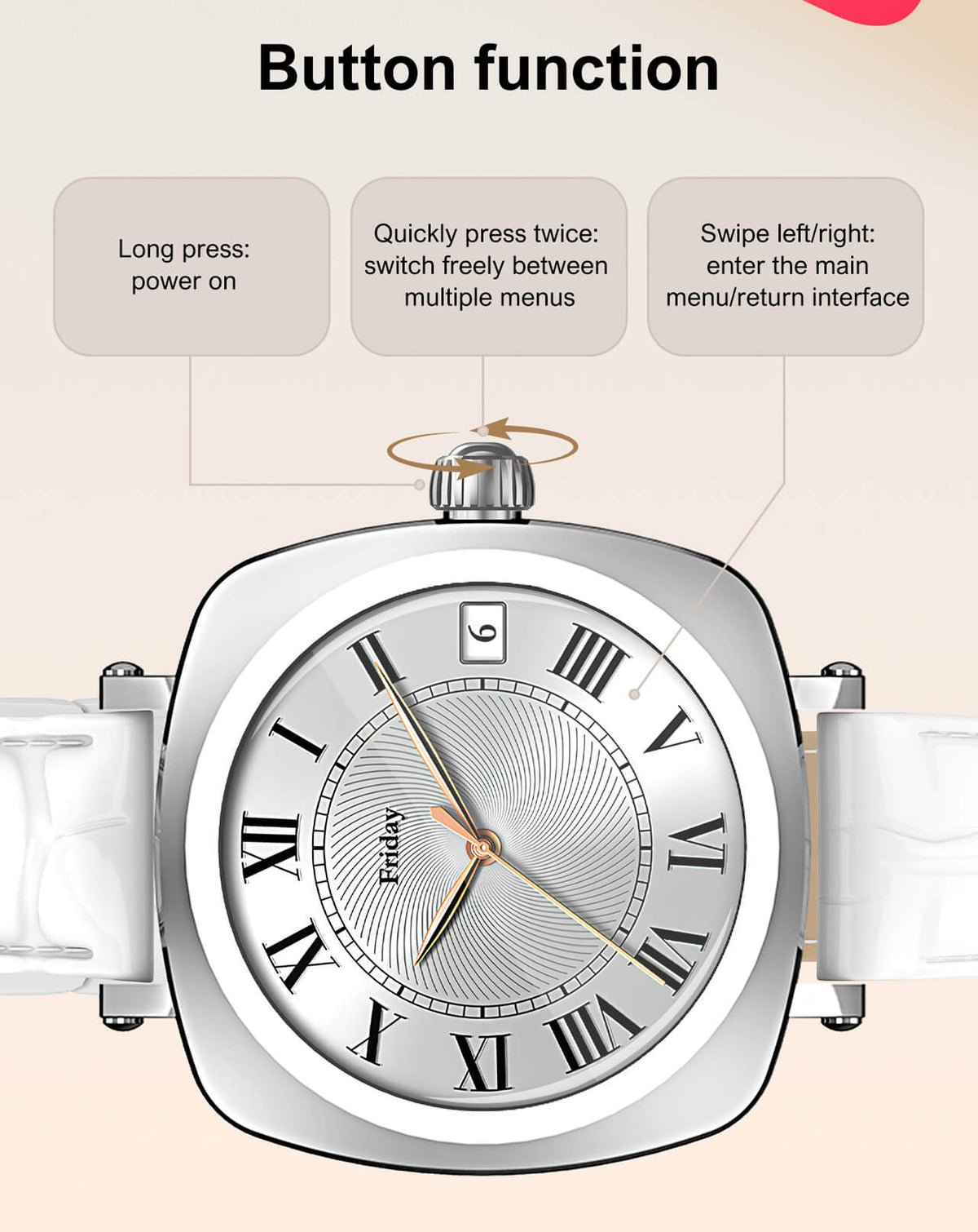 LDNIO SW03 Health Monitoring Smart Watch with Amoled Screen Bluetooth 5.4 — Silver