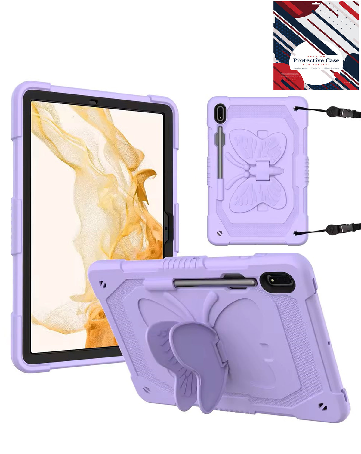 Kickstand Case for Galaxy Tab S10 Plus / S9 Plus / S8 Plus / S7 Plus / S7 FE 12.4 — Purple