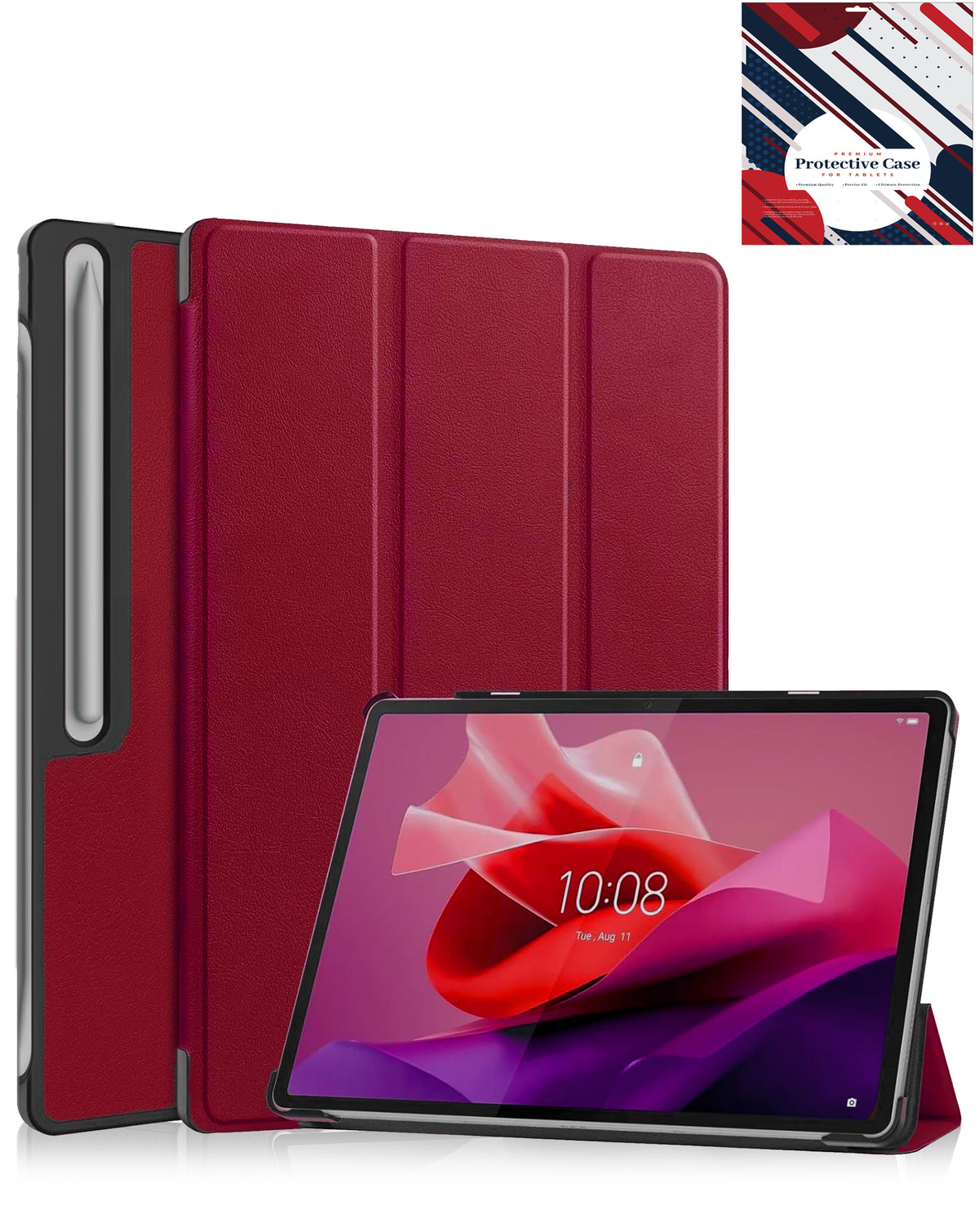 Heavy-Duty Shockproof Kickstand Case for Galaxy Tab S10 Plus / S9 Plus / S8 Plus / S7 Plus / S7 FE 12.4 — Red