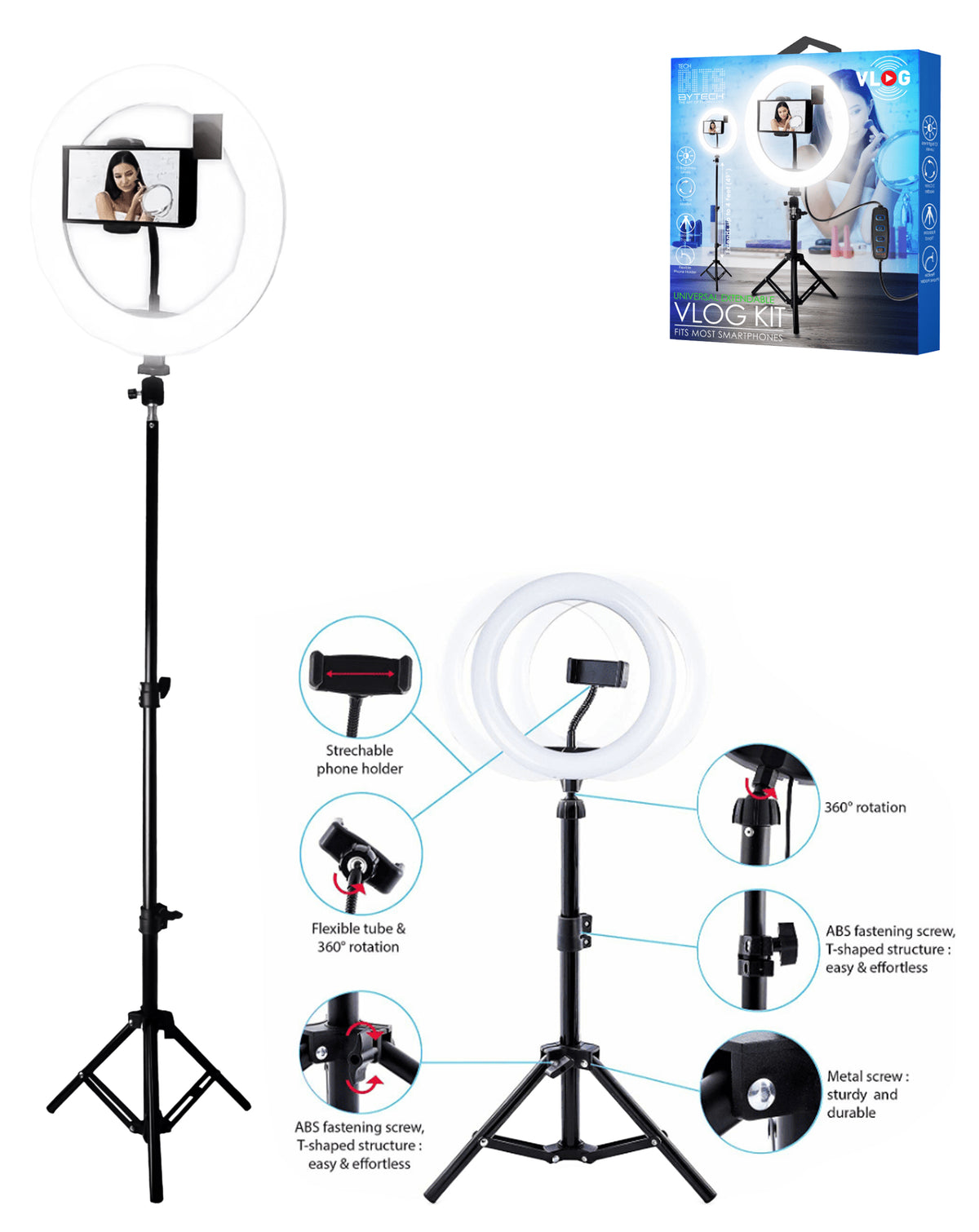 Bytech Selfie Ring Light with Tripod-LG