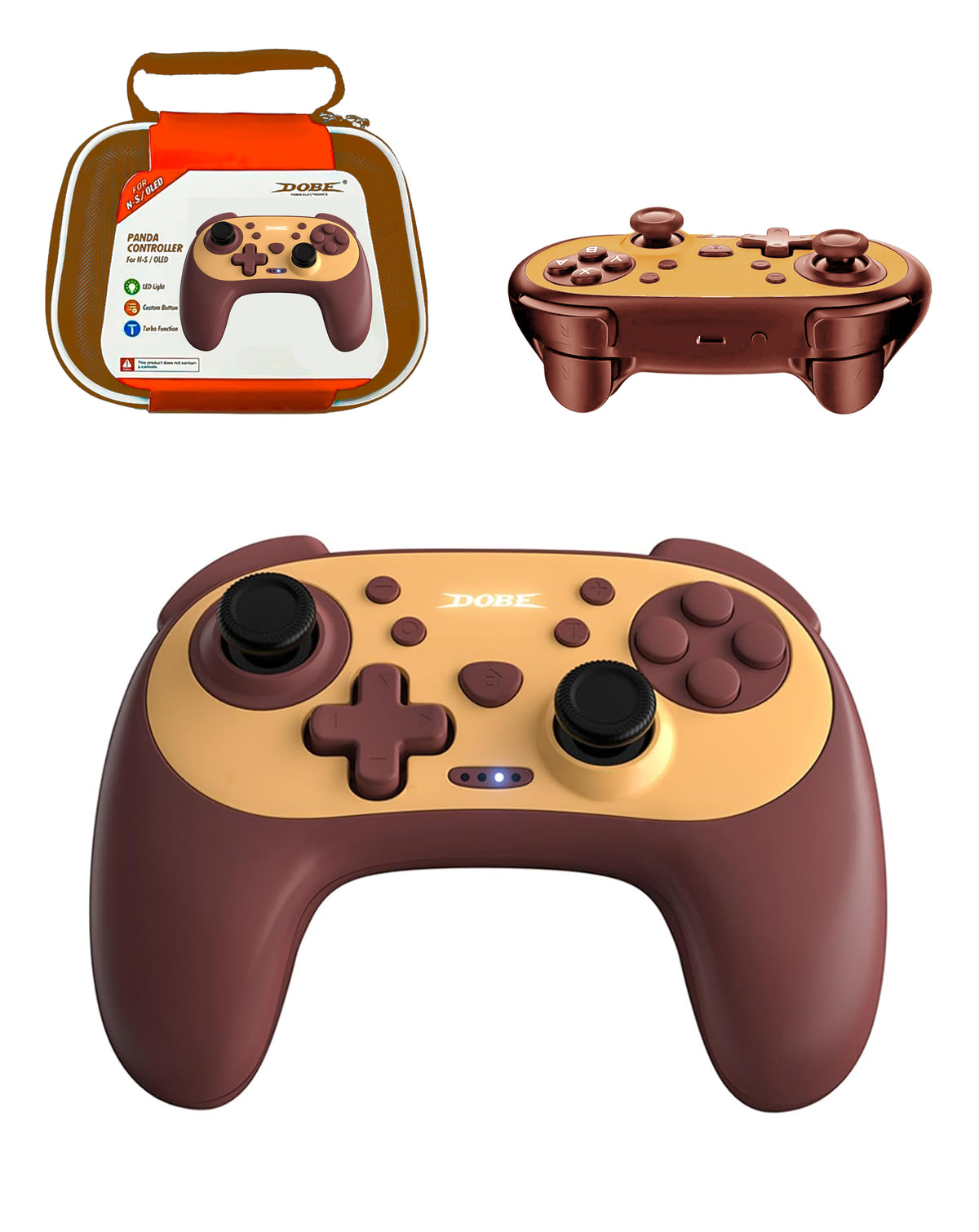 Dobe Racoon Style Wireless Controller with Protective Case for Switch / PC / PlayStation 3 / 4 — Yellow / Brown