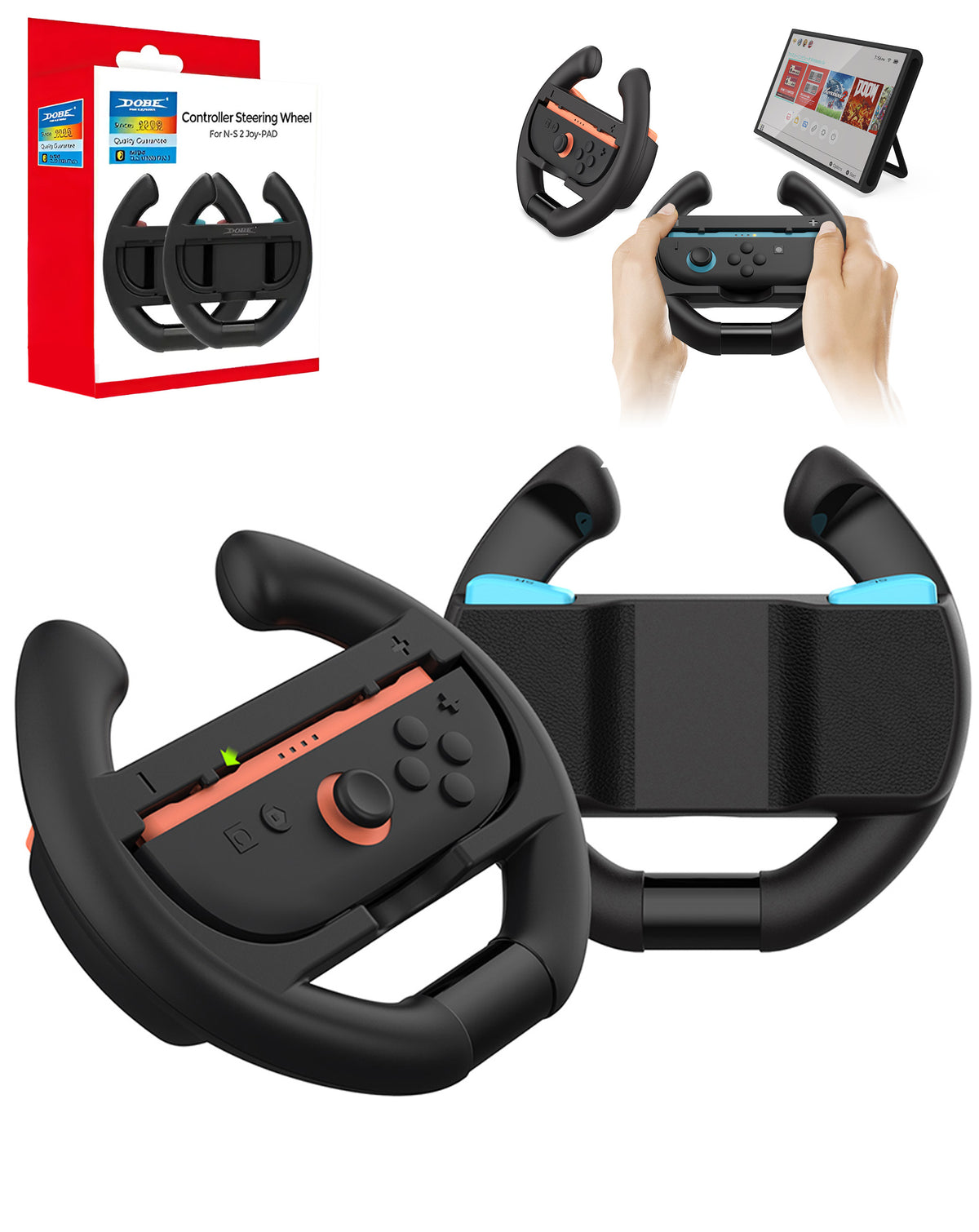 Dobe Steering Wheel for Nintendo Joy-Con Controller 2 — 2 Piece Set
