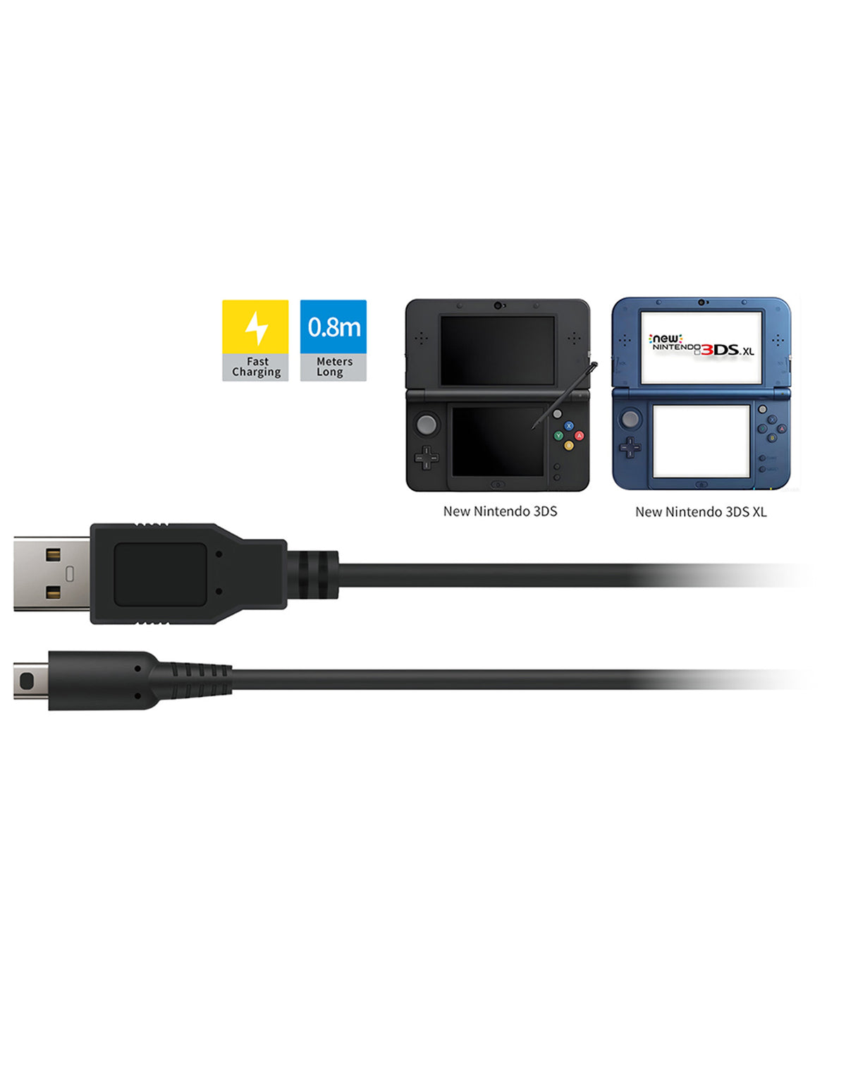 Dobe Charging Cable for Nintendo DSi / DSi XL / 2DS / New 2DS XL / 3DS / New 3DS / 3DS XL / New 3DS XL