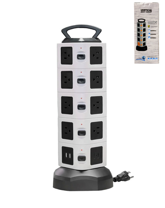 5 Layer Multi Plug Socket Charging Station - 18AC Outlets 2 USB Ports/ 2 Type-c Ports