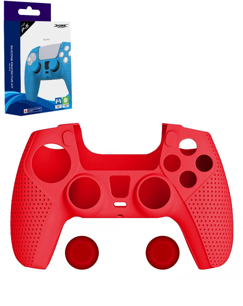 Dobe Controller Silicon Case for PlayStation 5 Wireless Controller — Red, Dual Sense