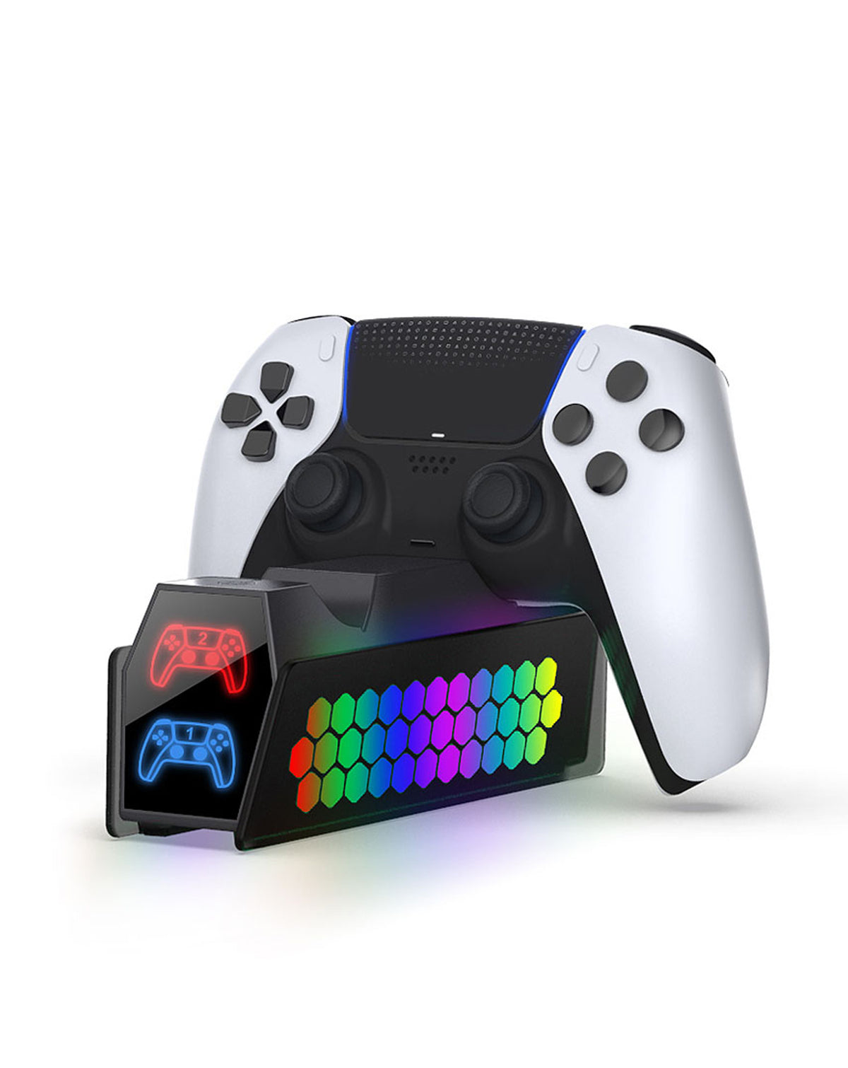 Dobe Dual Honeycomb RGB Charger for PlayStation 5 Wireless Controller — Dual Sense