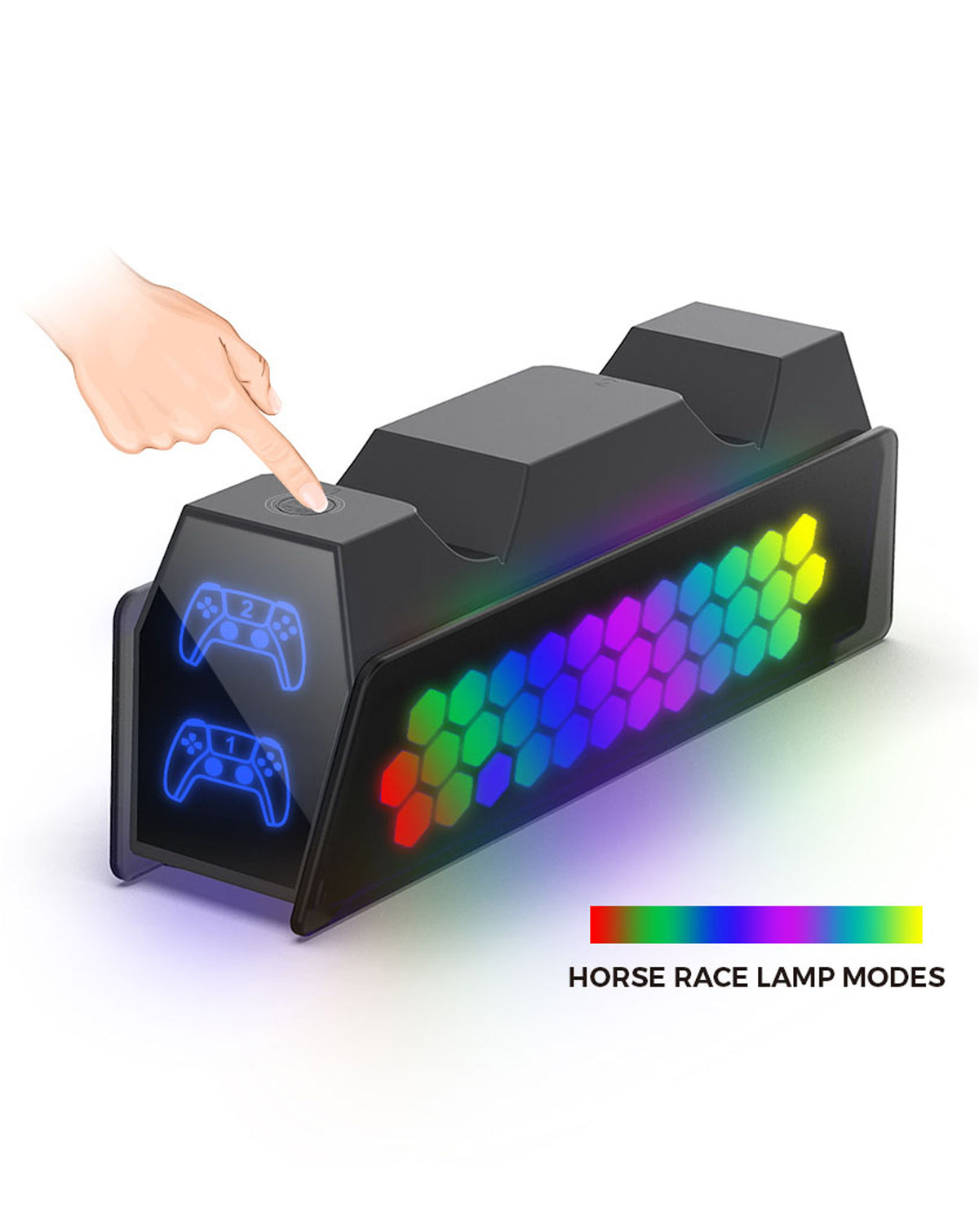 Dobe Dual Honeycomb RGB Charger for PlayStation 5 Wireless Controller — Dual Sense