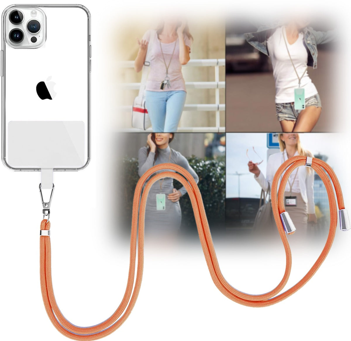 Mobile Phone Straps with Card Holder - Orange — 2ft