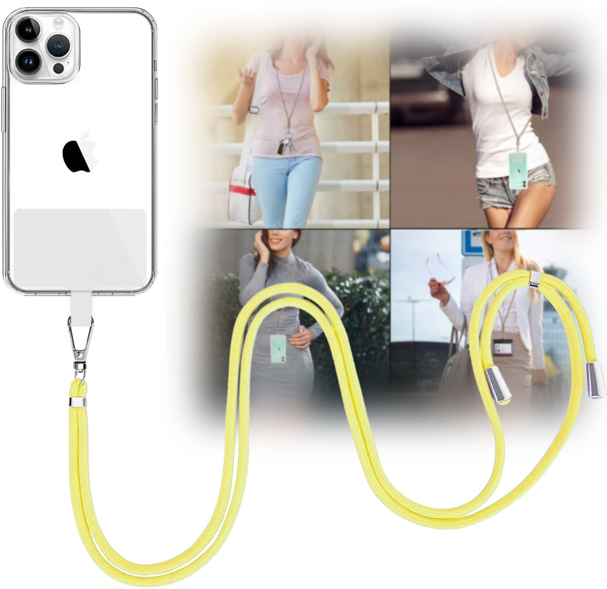 Mobile Phone Straps with Card Holder - Yellow — 2ft