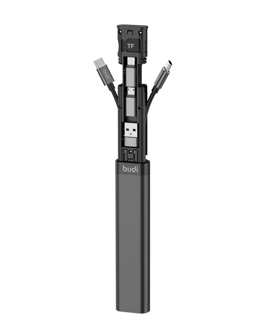 Budi 9 in 1 Essential Travel Charging & Data Sync Cable Stick - Black