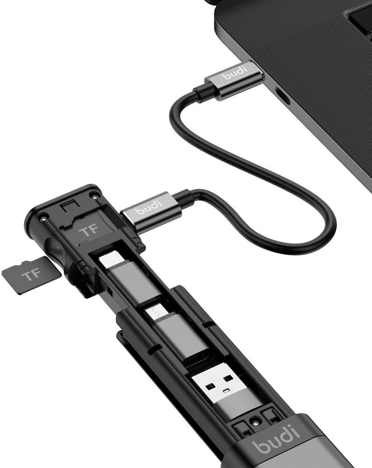 Budi 9 in 1 Essential Travel Charging & Data Sync Cable Stick - Black