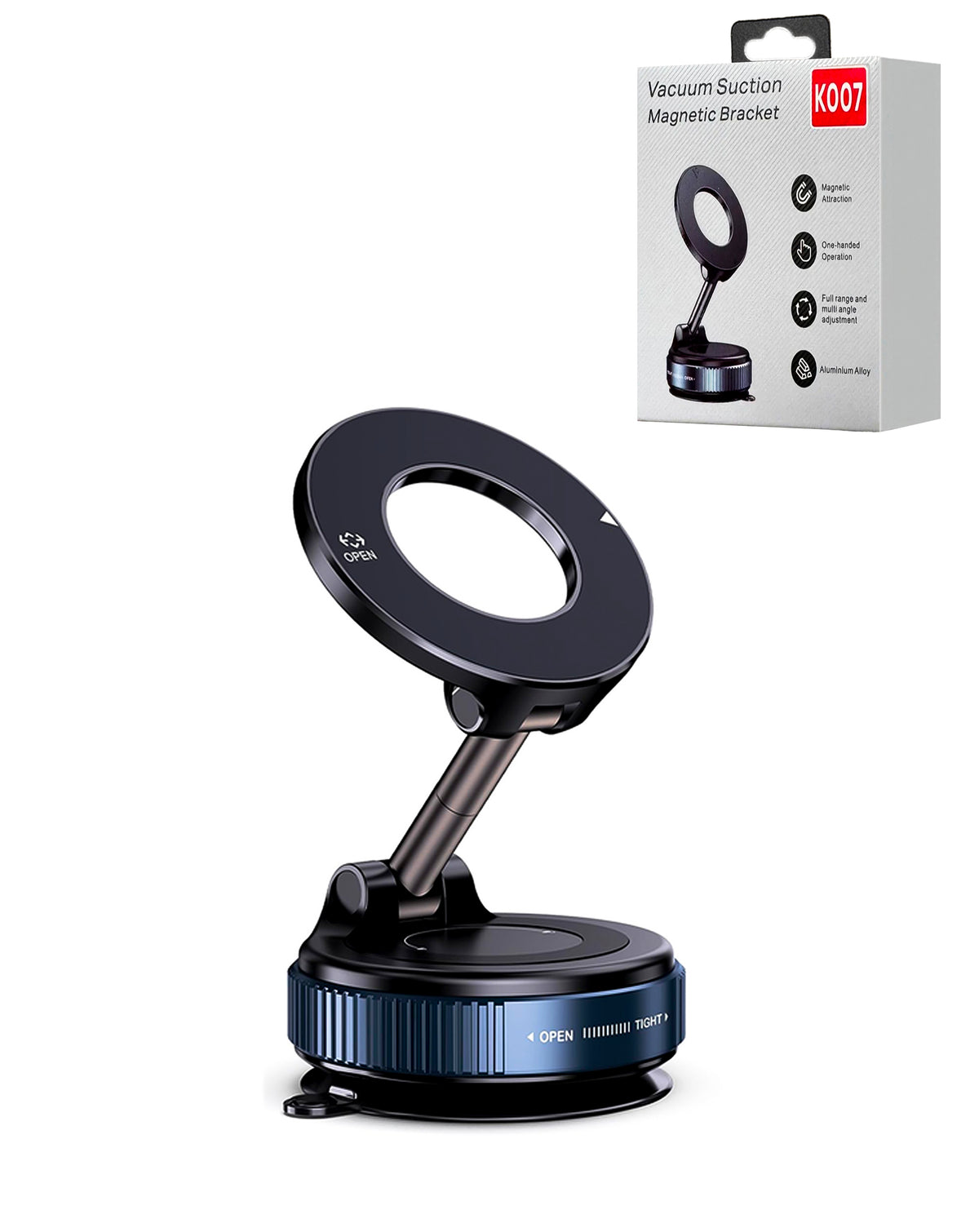 360° Adjustable Vacuum Suction Car Phone Holder for Magsafe - Black