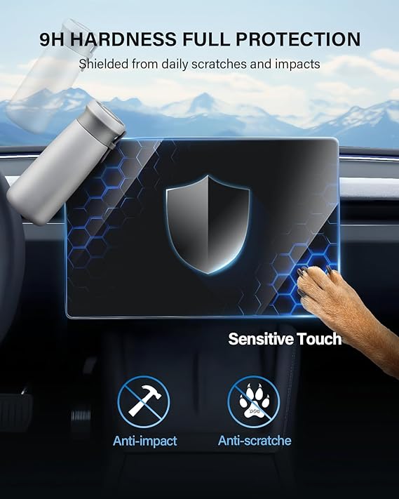 Tempered Glass Screen Protector for Tesla Model 3 15.4" Center Control Touchscreen Navigation Screen Protector and 8'' Small Screen Protector 9H Anti-Scratch Shock Resistant — 2024-2026