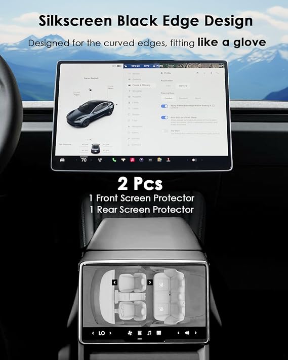 Tempered Glass Screen Protector for Tesla Model 3 15.4" Center Control Touchscreen Navigation Screen Protector and 8'' Small Screen Protector 9H Anti-Scratch Shock Resistant — 2024-2026