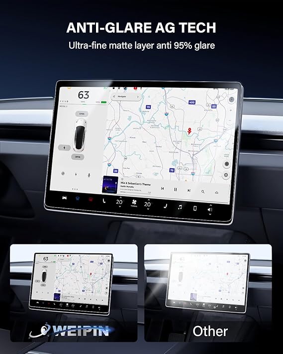 Tempered Glass Screen Protector for Tesla Model 3 15.4" Center Control Touchscreen Navigation Screen Protector and 8'' Small Screen Protector 9H Anti-Scratch Shock Resistant — 2024-2026