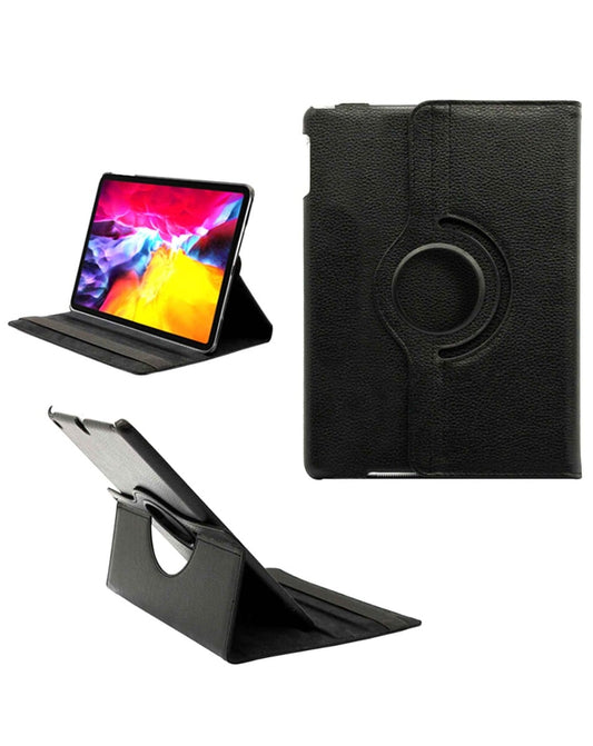 Universal 12" 360 Degree Rotating Leather Swivel Stand Case — Black