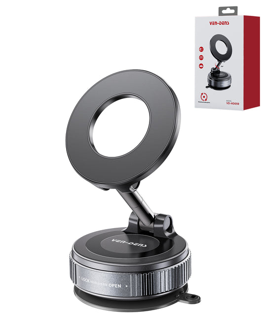 Ven-dens VD-HD059 Magnetic Car Phone Holder with Suction Cup Base