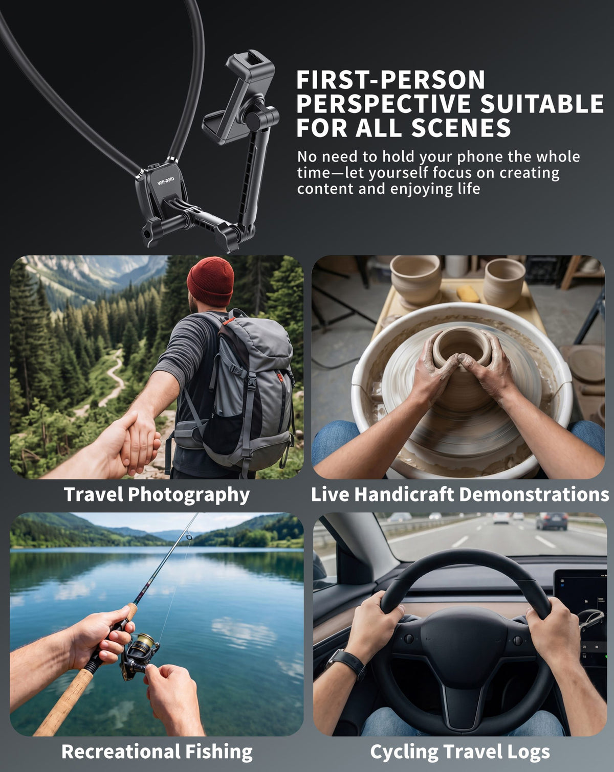 Ven-dens VD-HD075 Flexible Neck Phone Holder – Adjustable Hands-Free Smartphone Mount