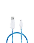 Visible USB A-M Flowing LED Fast Charging Cable — Blue, 3ft, 5W