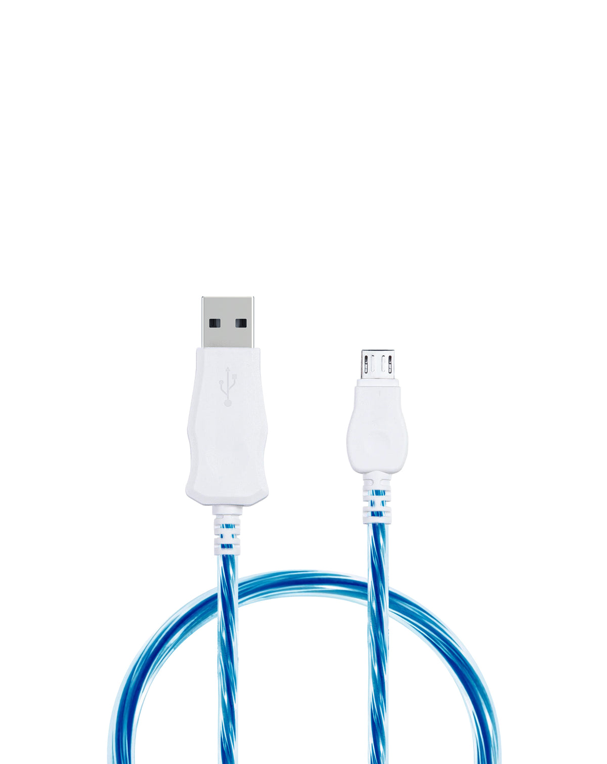 Visible USB A-M Flowing LED Fast Charging Cable — Blue, 3ft, 5W