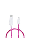 Visible USB A-M Flowing LED Fast Charging Cable — Pink, 3ft, 5W