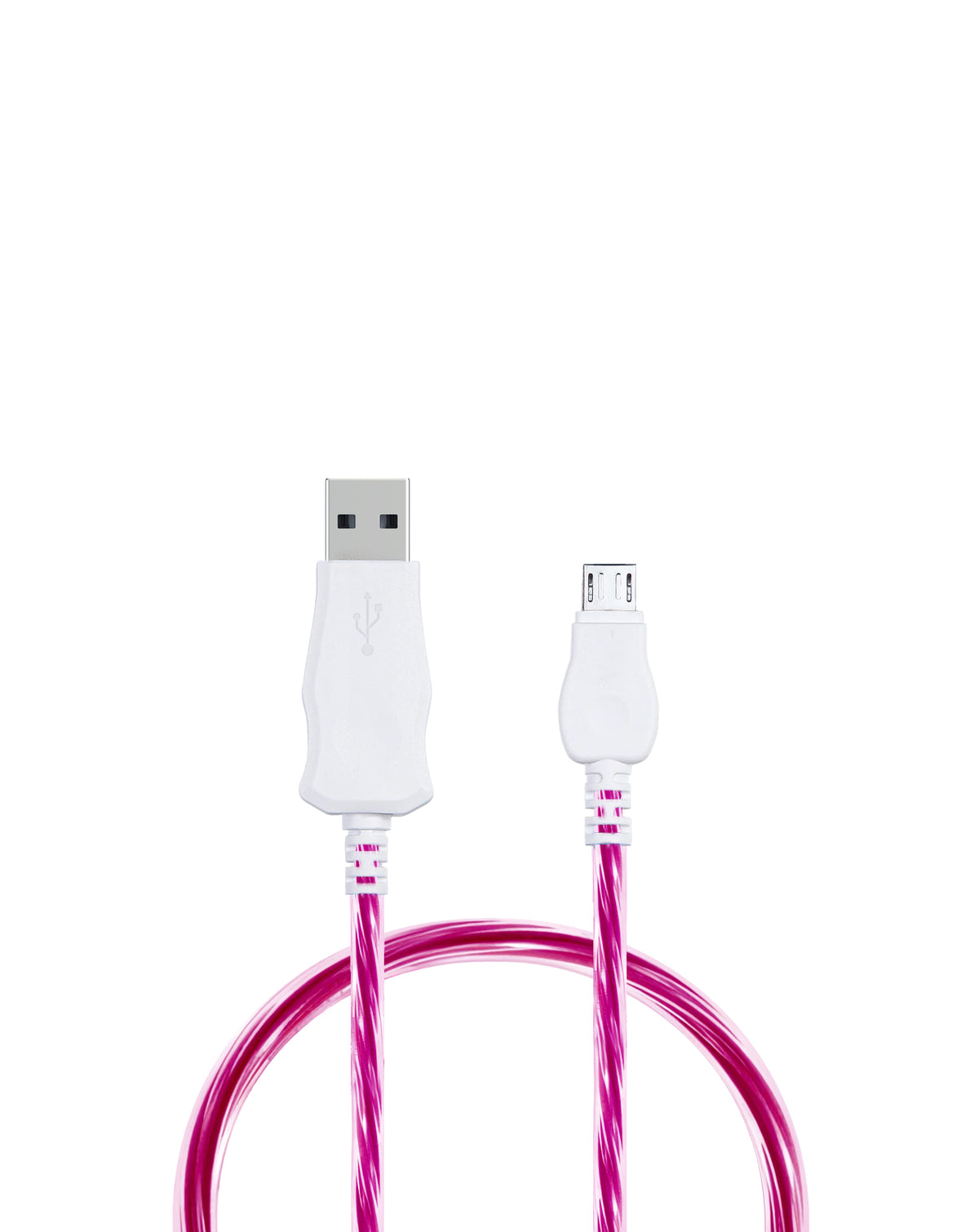 Visible USB A-M Flowing LED Fast Charging Cable — Pink, 3ft, 5W