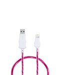 Visible USB-A to Lightning Non-MFI Flowing LED Fast Charging Cable — Pink, 3ft, 10W