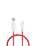 Visible USB-A to Lightning Non-MFI Flowing LED Fast Charging Cable — Red, 3ft, 10W