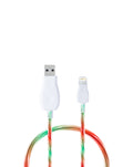 Visible USB-A to Lightning Non-MFI Glowing LED Fast Charging Cable — Green & Red, 3ft, 10W